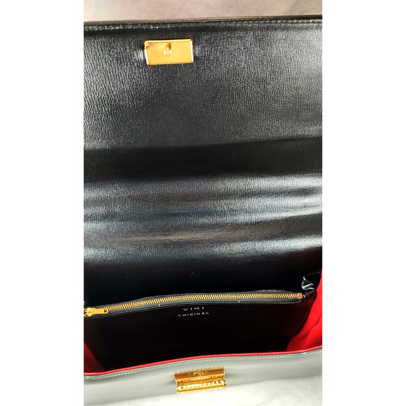 Viki Original Handbag Purse 50's Style Gray Red Interior Professional Gold VTG - Picture 6 of 14